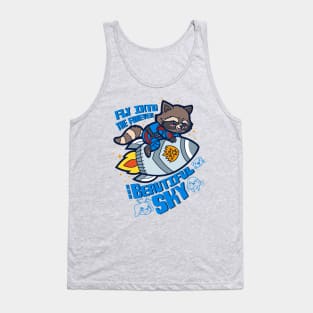 Cute Adorable Superhero Raccoon Riding Rocket Cool Movie Quote Tank Top